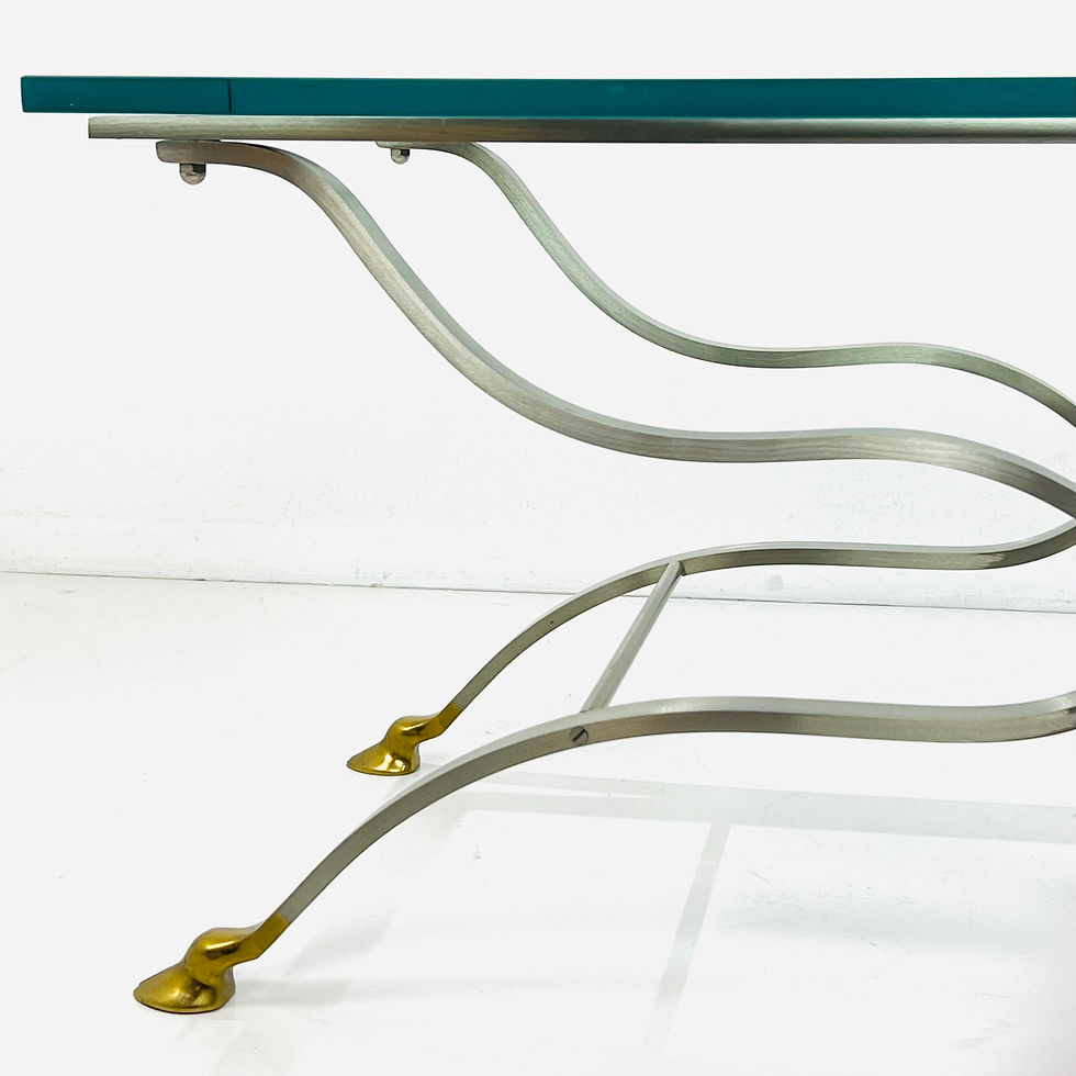 Thumbnail: #1543 Maison Jansen Nickel & Brass “X” Base Coffee Table