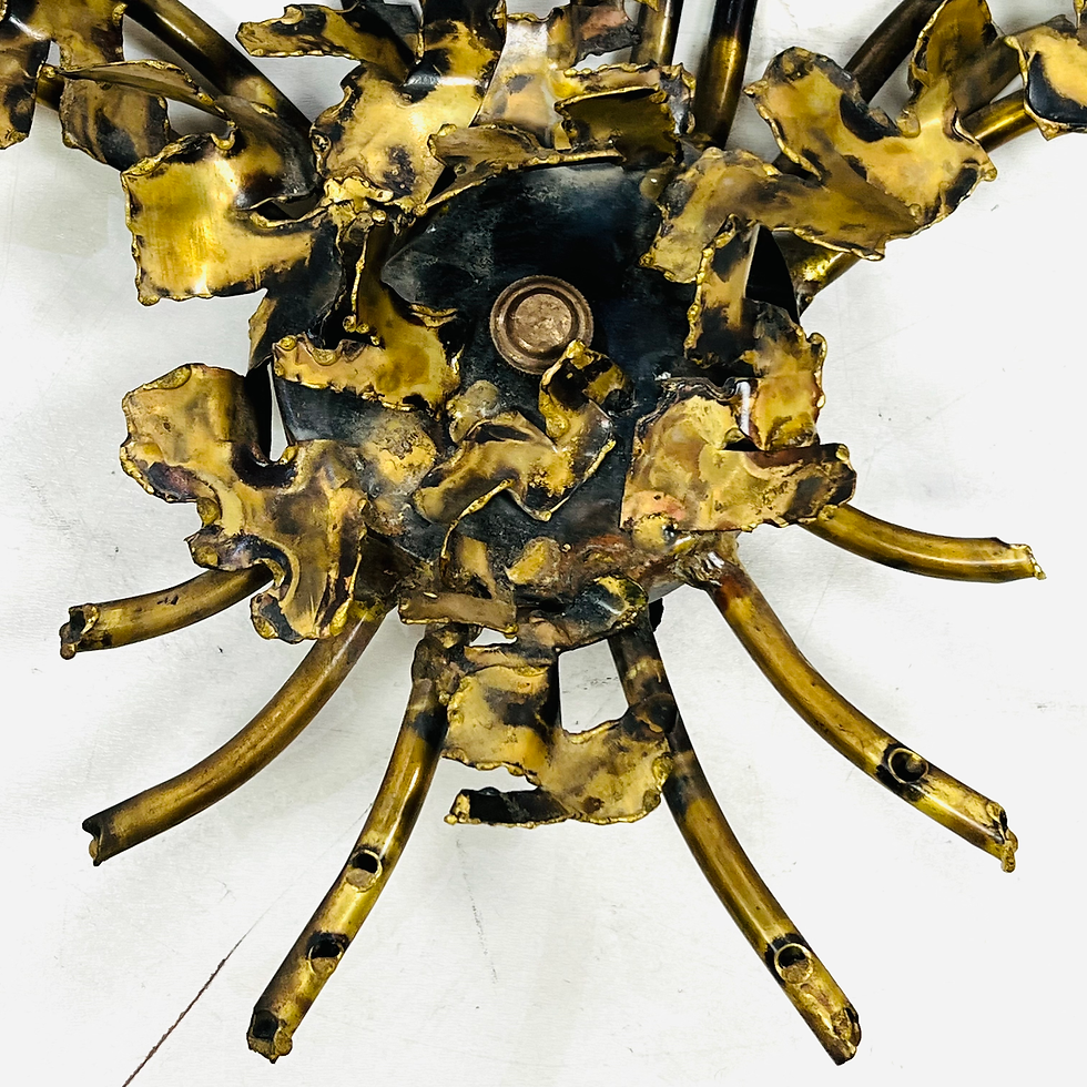Thumbnail: #1947 Torch Cut Brass Lotus Wall Sconce by Tom Greene for Feldman