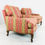 Thumbnail: #5292 Pair of Red French Lounge Chairs with Ottoman