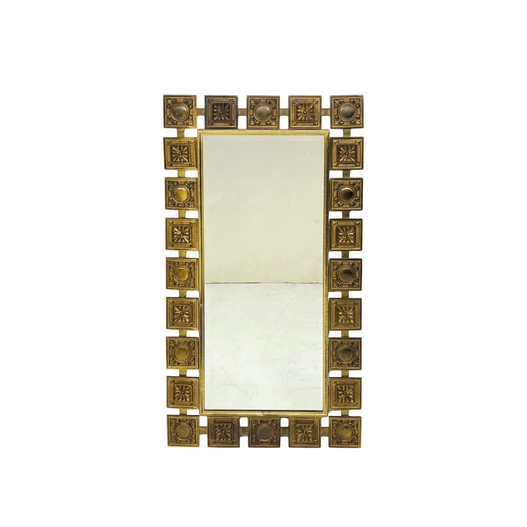 #1722 Mid Century Brass Framed Mirror