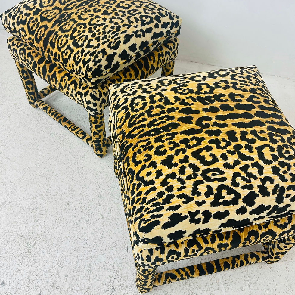 Thumbnail: #5379 Pair of Custom Leopard Parsons Style Ottomans
