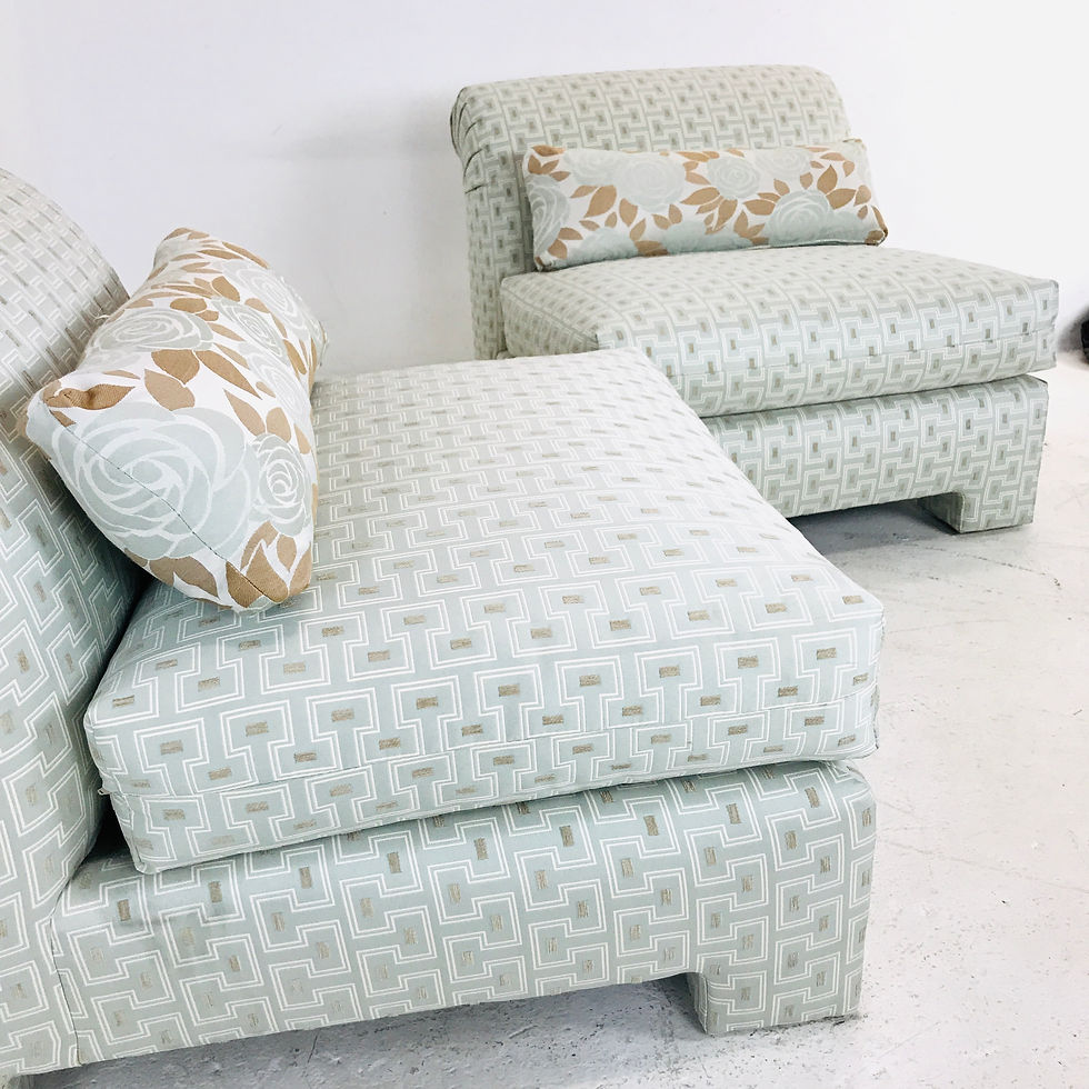 Thumbnail: #4853 80's Rolled Back Slipper Chairs with Ottoman