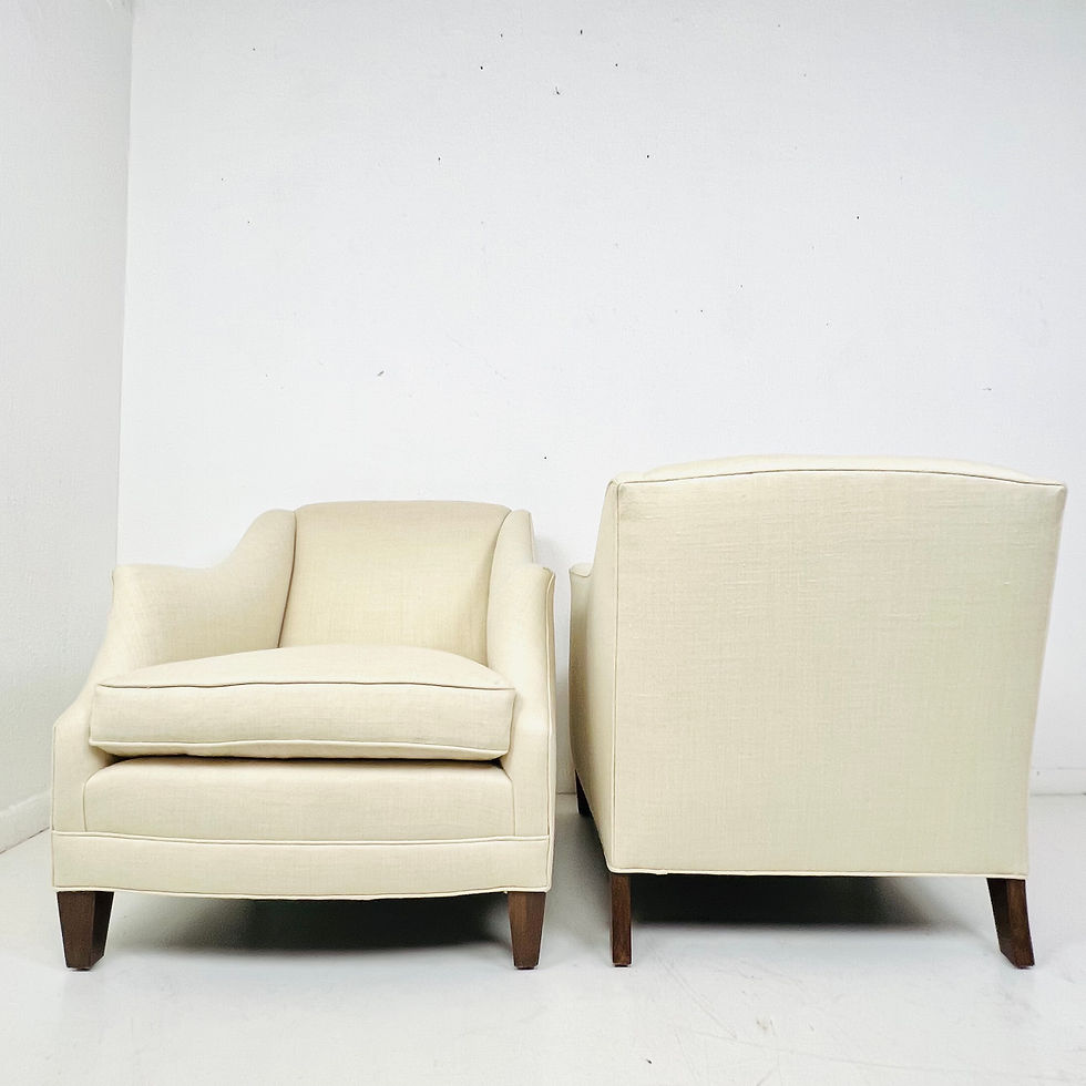 Thumbnail: #1685 Pair of Slope Arm Chairs in Belgian Linen