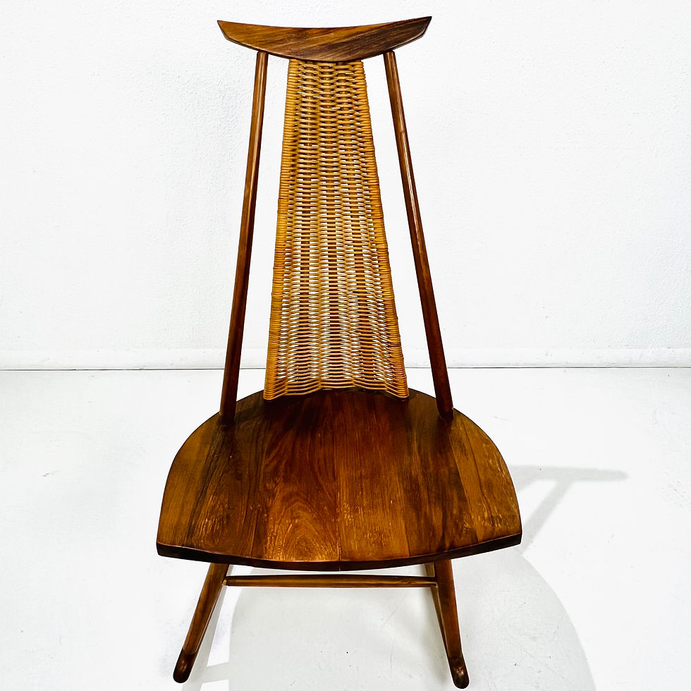 Thumbnail: #1702 Rattan Back Rocker by Arthur Umanoff