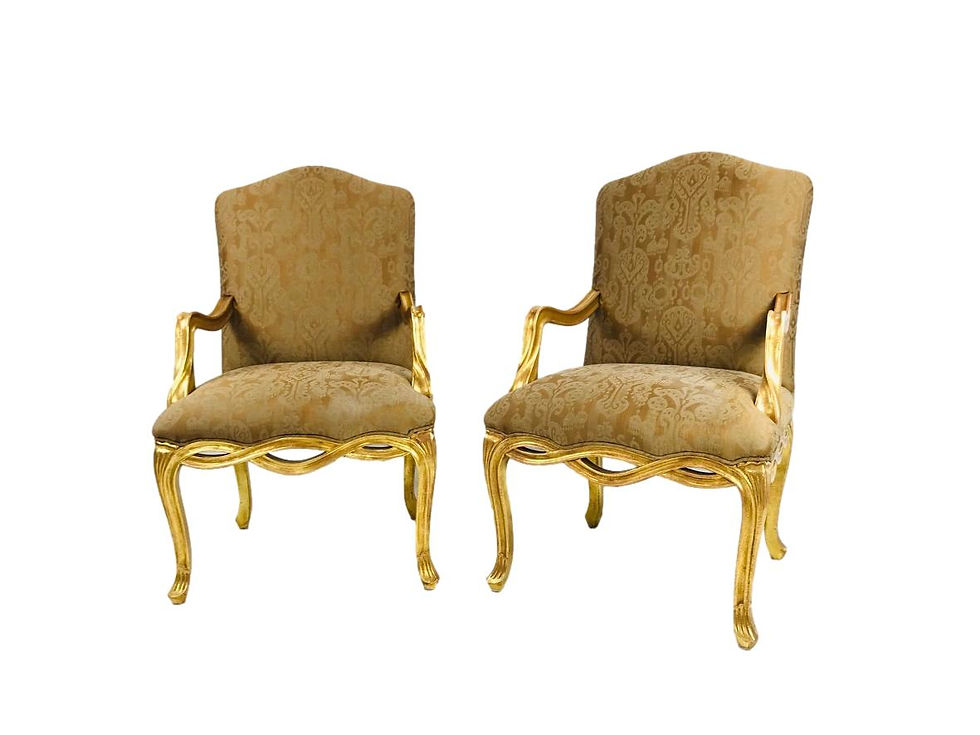 #5849 Pair of Gilded French Twist Style Armchairs