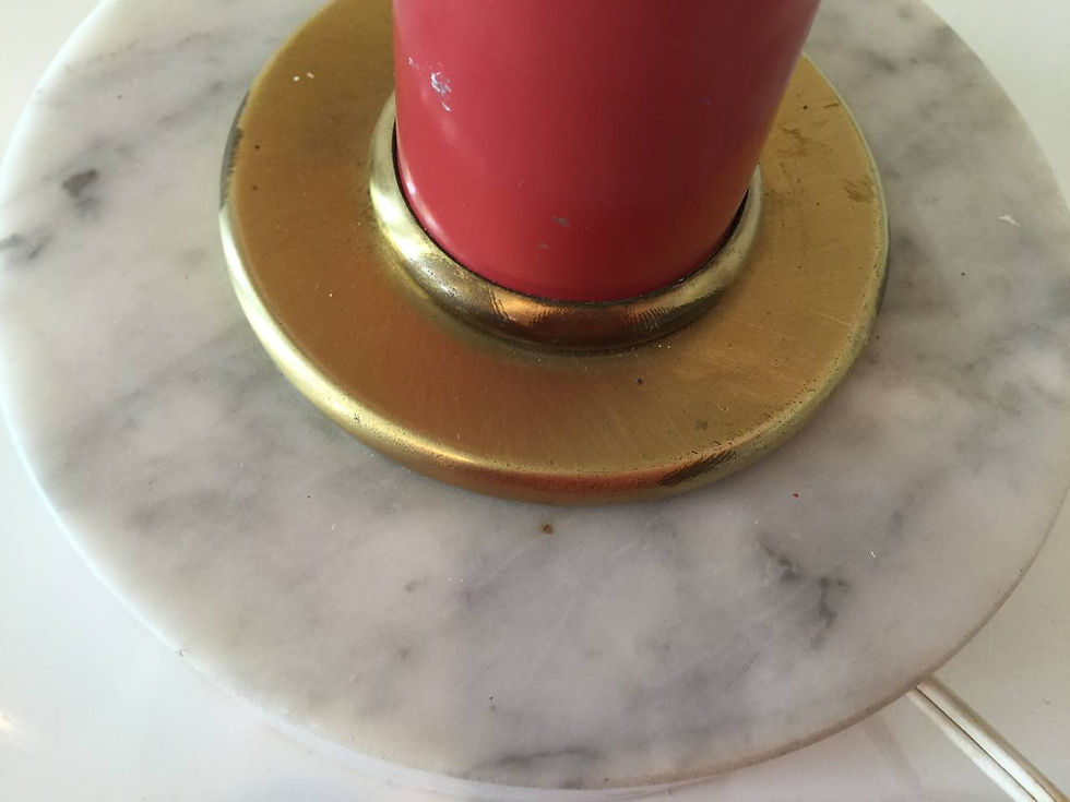 Thumbnail: #2360 Pair 1960s Red Lacquer Lamps and Shades