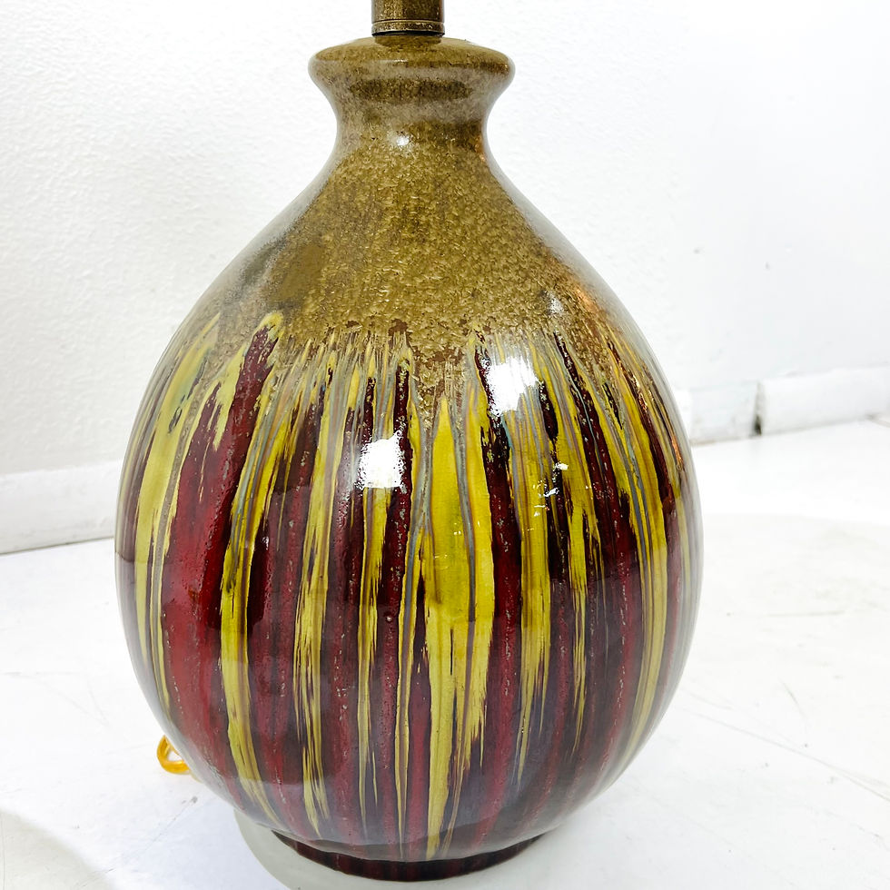 Thumbnail: #1800 Pair of Mid Century Drip Glaze Ceramic Lamps