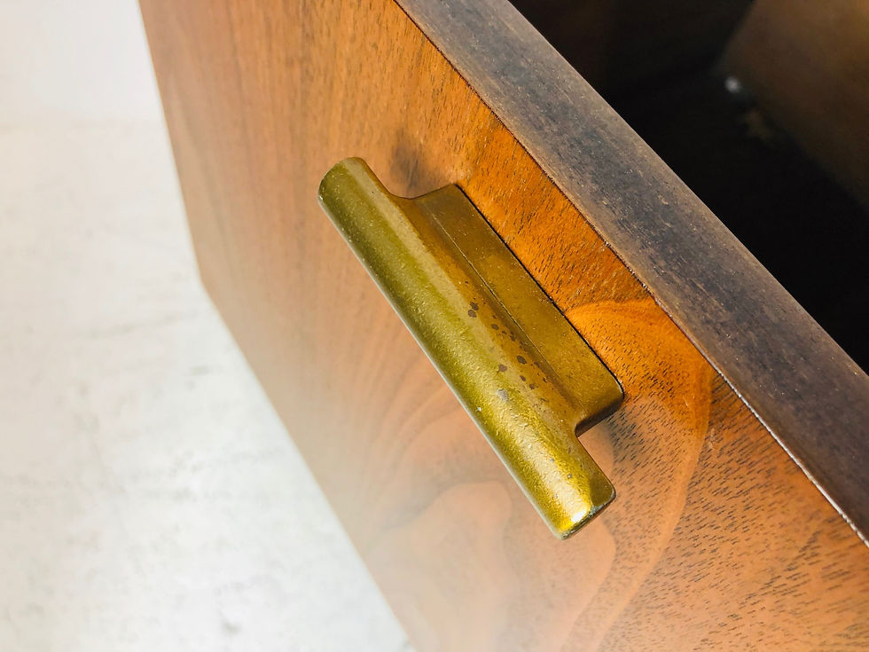 Thumbnail: #4151 Black & Wood Front T-Console with Brass Accents