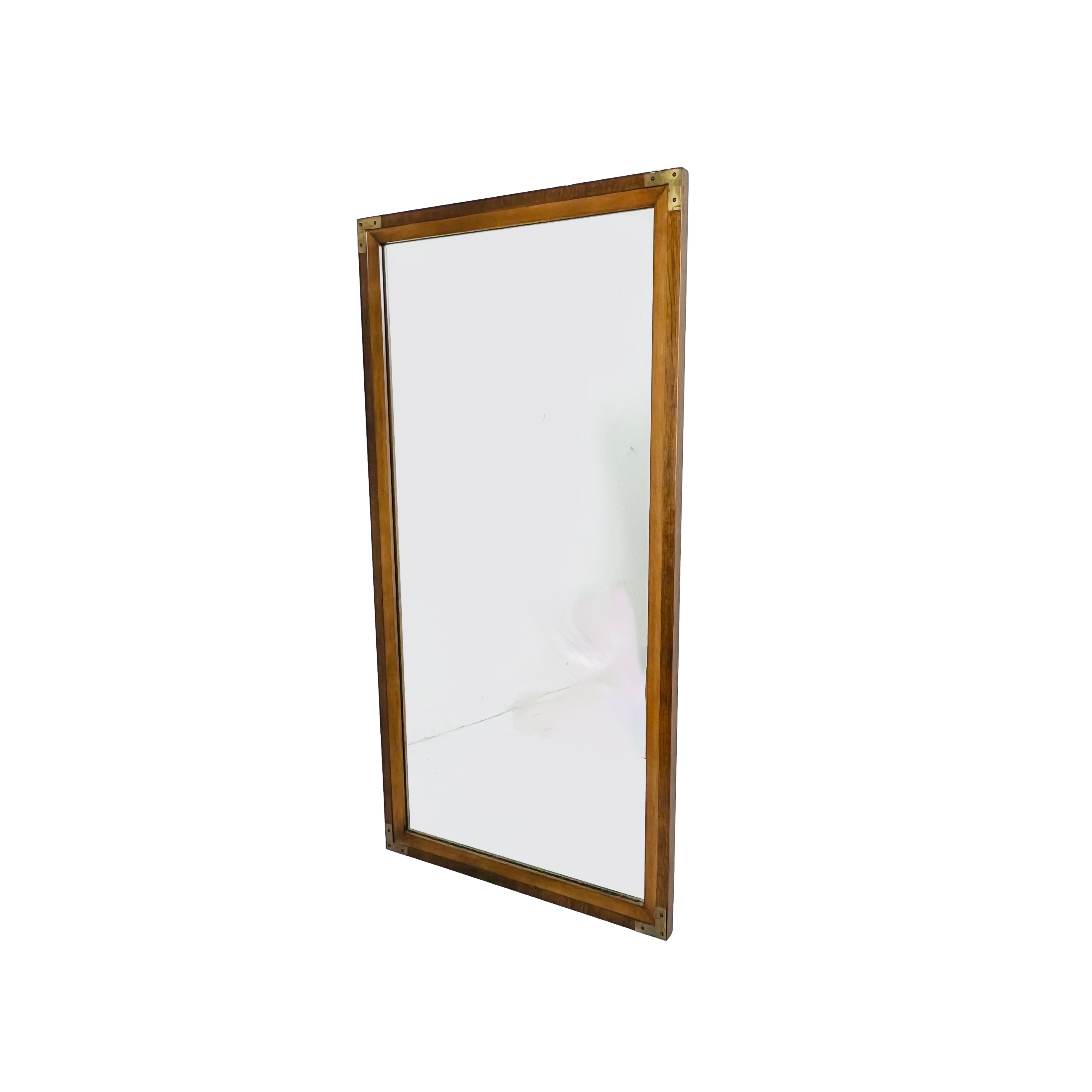 #1166 Vintage Campaign Style Walnut Dressing Mirror