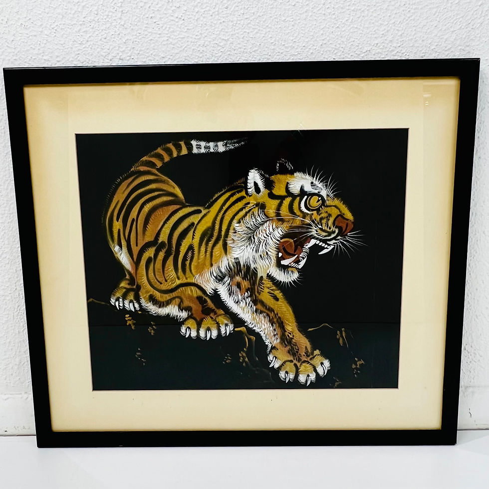 絵画 Tiger JAPANESE PAINTING HANGER SCROLL JAPAN TIGER Old Art PICTURE