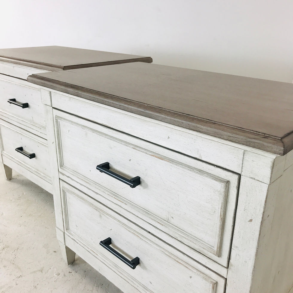 Thumbnail: #4854 Pair of Bassett Whitewashed Nightstands