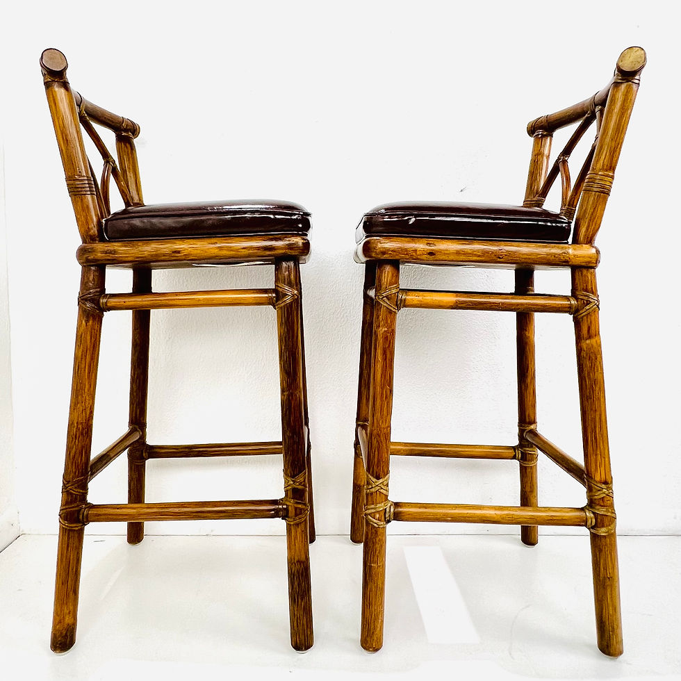Thumbnail: #1575 Pair of McGuire Organic Modern Rattan Bar Stools