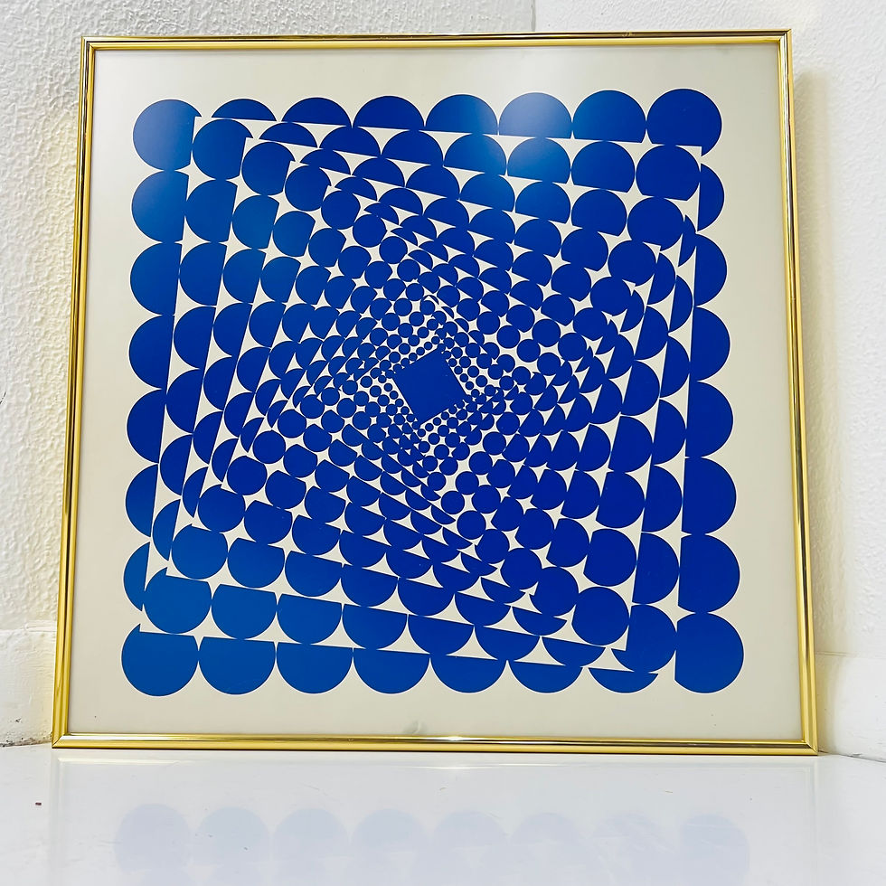 Thumbnail: #1225 1970s Silk Screen Blue Op Art