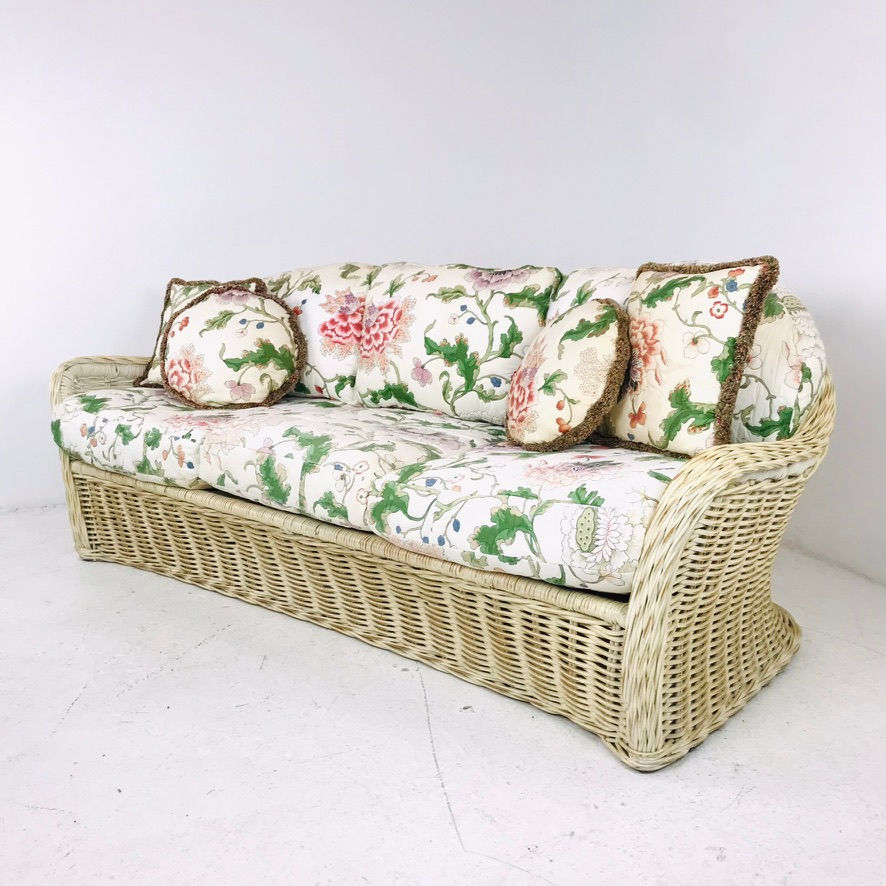 Thumbnail: #6048 Curved Woven Wicker Sofa
