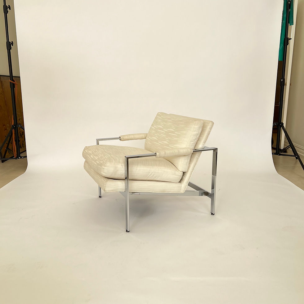 Thumbnail: #1641 Pair of Milo Baughman Chrome Frame Lounge Chairs