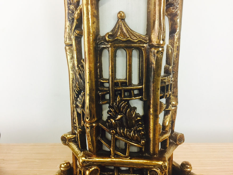Thumbnail: #2399 Pr Gold Chinoiserie Lamps Style James Mont