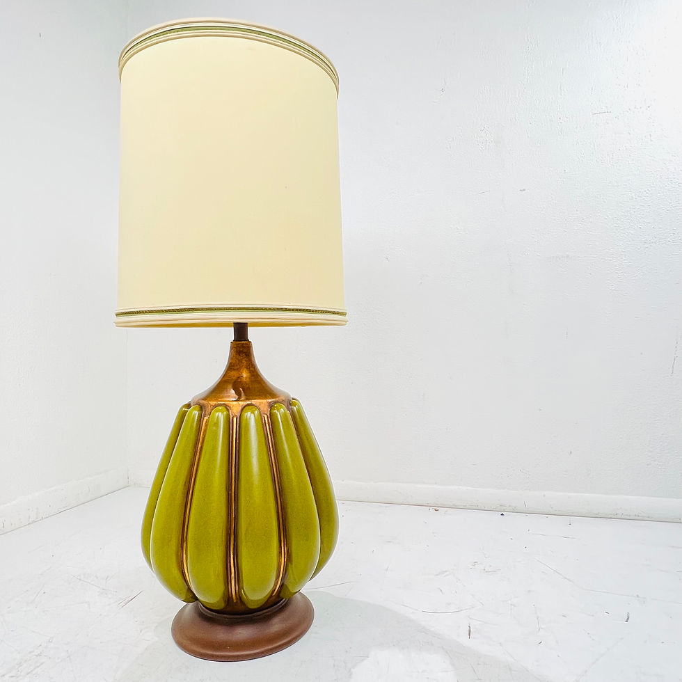Thumbnail: #1431 Mid-Century Green Glazed Gourd Lamp