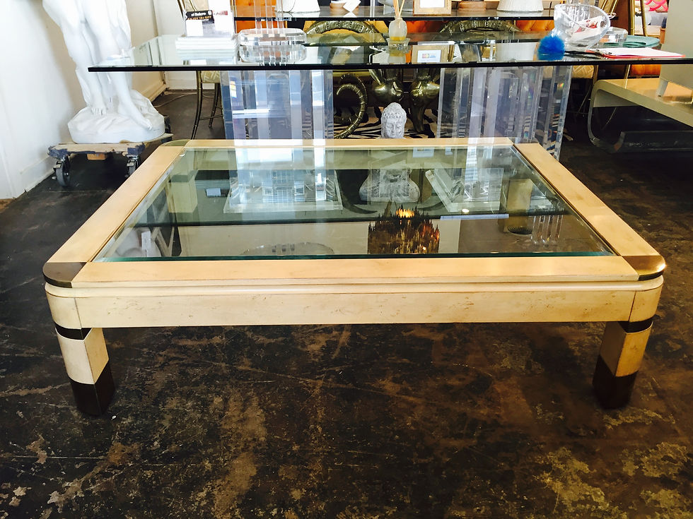 Thumbnail: #1076 Monumental Coffee Table with Brass Accents