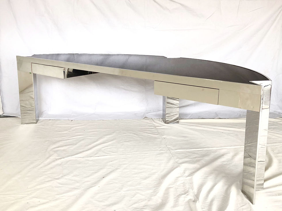 Thumbnail: #2994 "Mezzaluna" Polished Steel Desk by Leon Rosen for Pace Collection