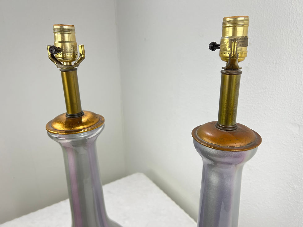 Thumbnail: #1634 Pair of Iridescent Murano Glass Lamps by Fredrick Cooper