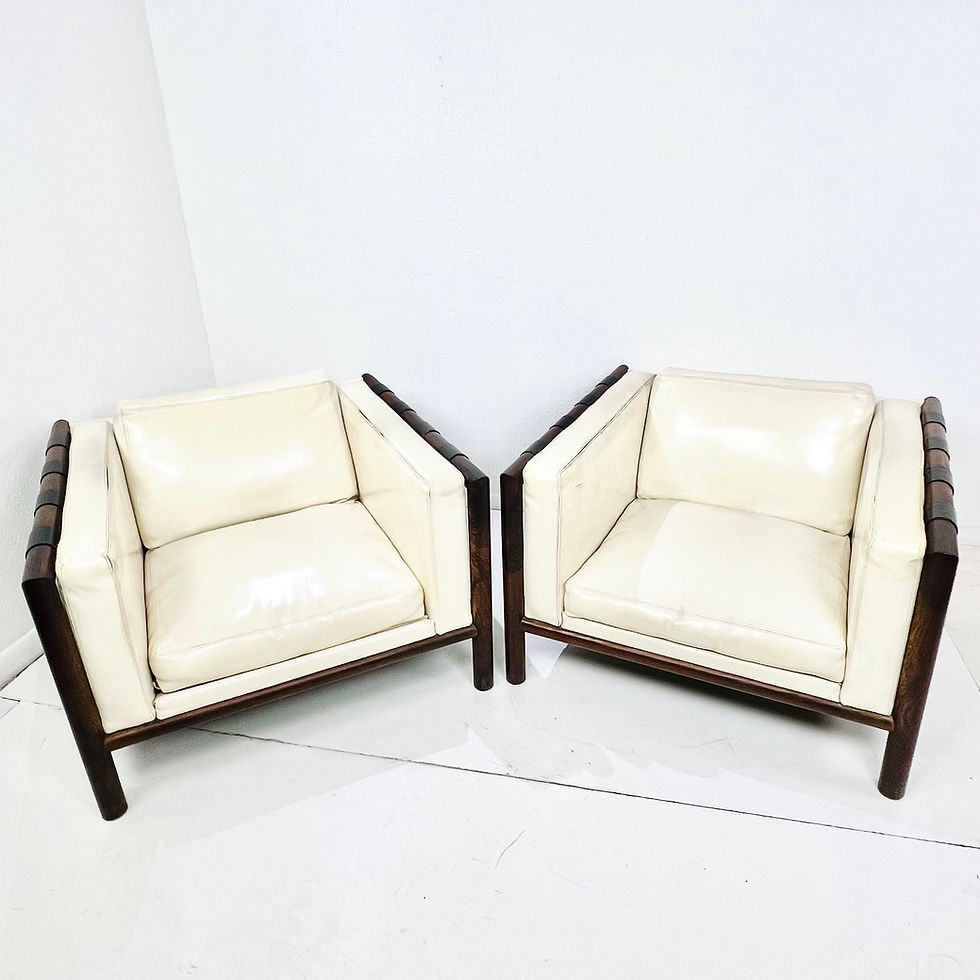 Thumbnail: #1731 Pair of Mid Century Thayer Coggin Rosewood & Naugahyde Lounge Chairs