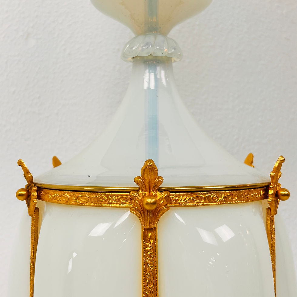 Thumbnail: #1912 Single Murano Opaline Glass Cage Lamp by Marbro