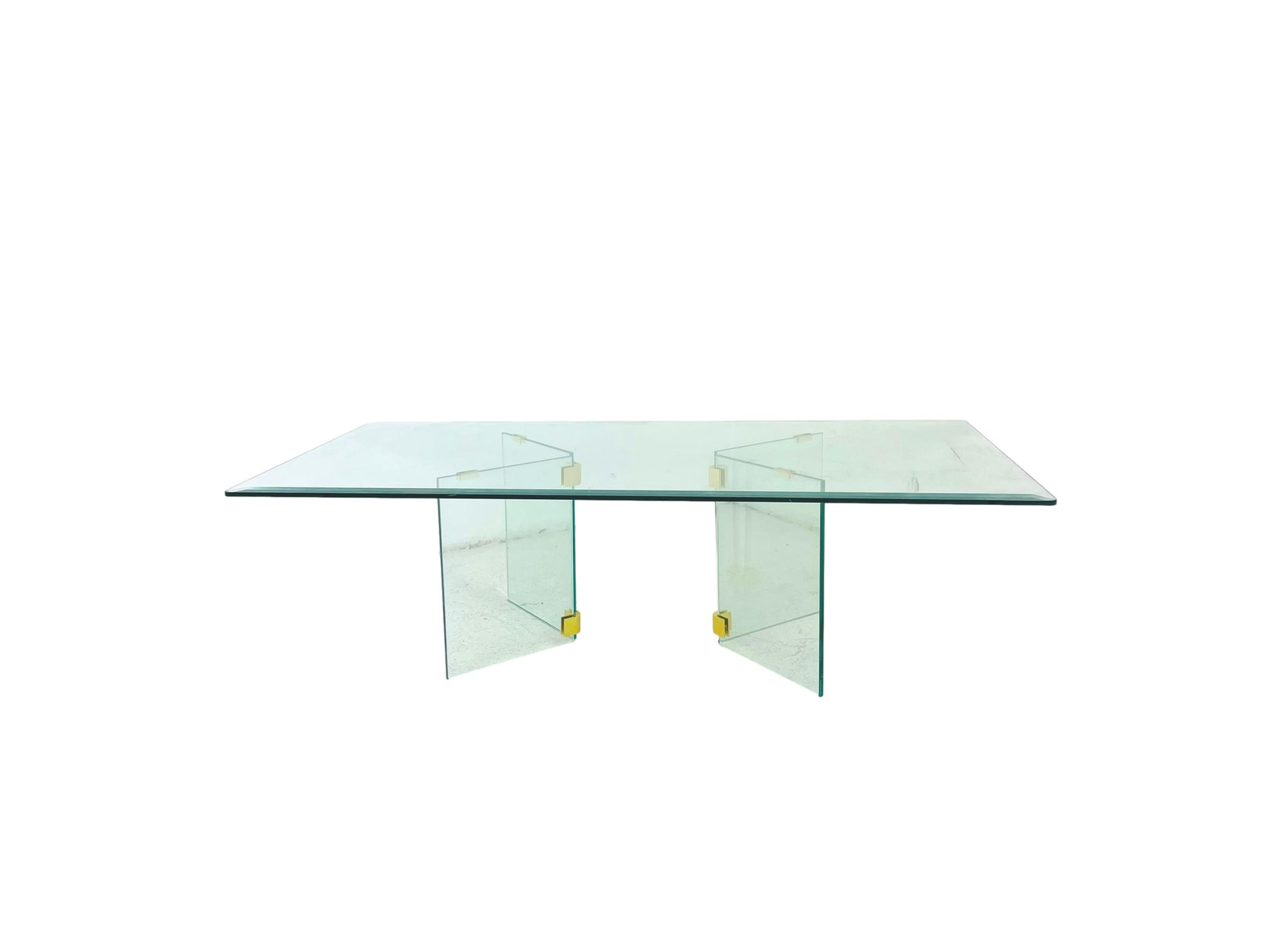 #6010 Pace Collection Brass & Glass Coffee Table
