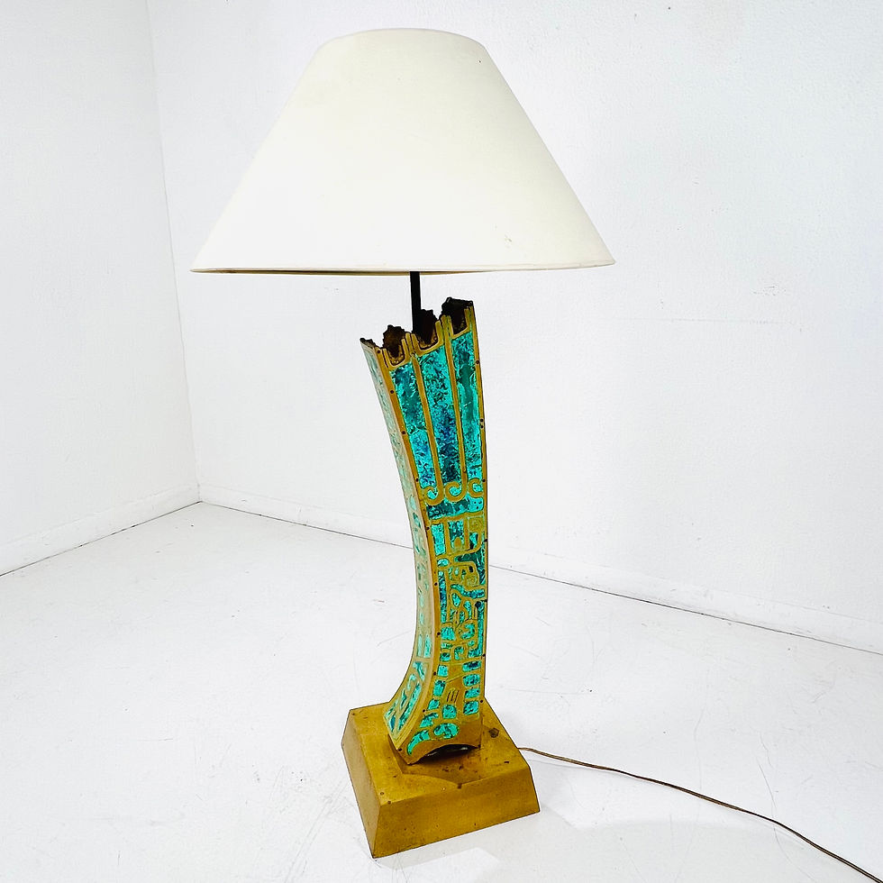 Thumbnail: #1667 Pepe Mendoza Brass & Turquoise Inlay Lamp