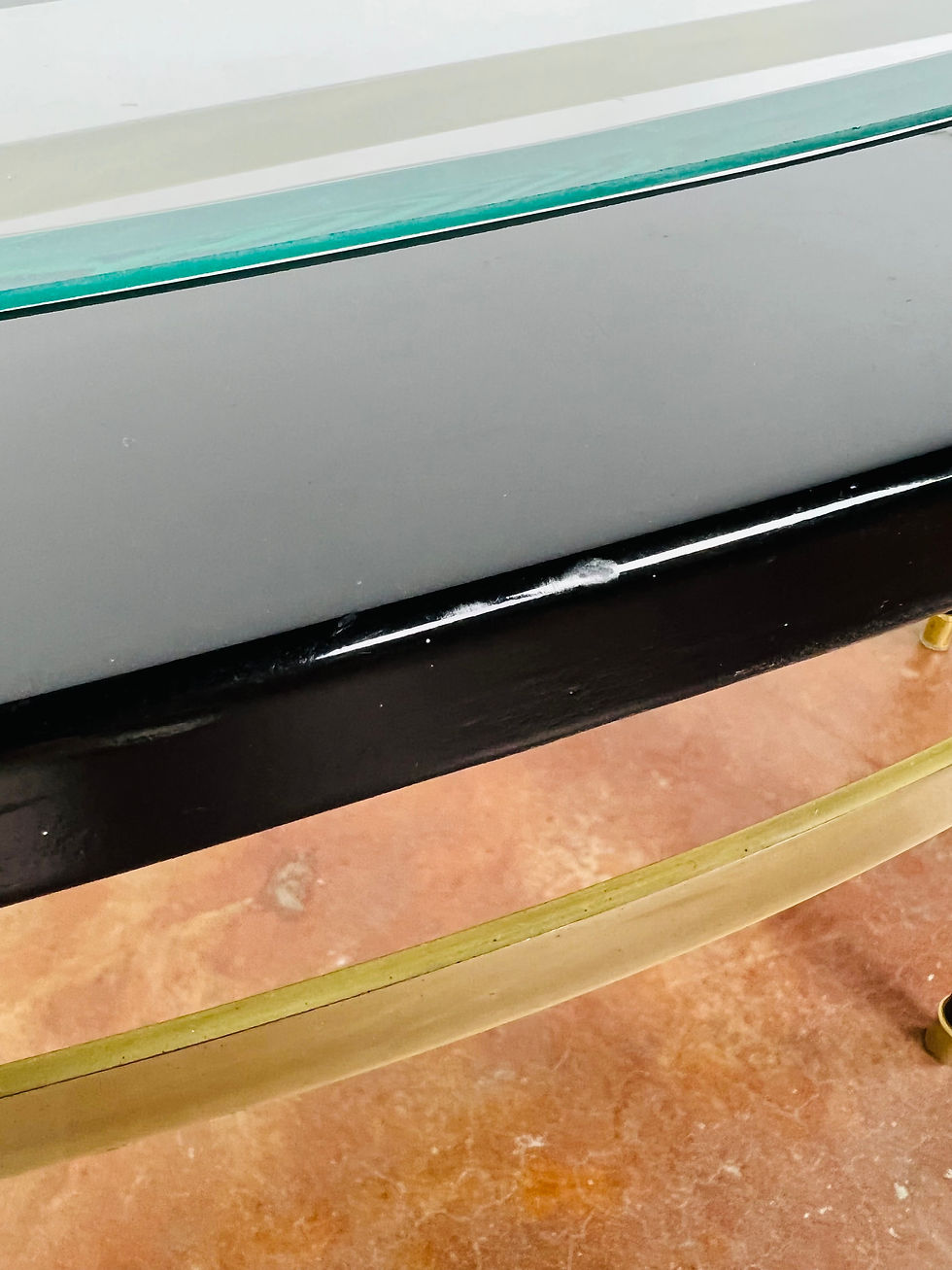 Thumbnail: #1025 Black & Brass Demi-Lune Console