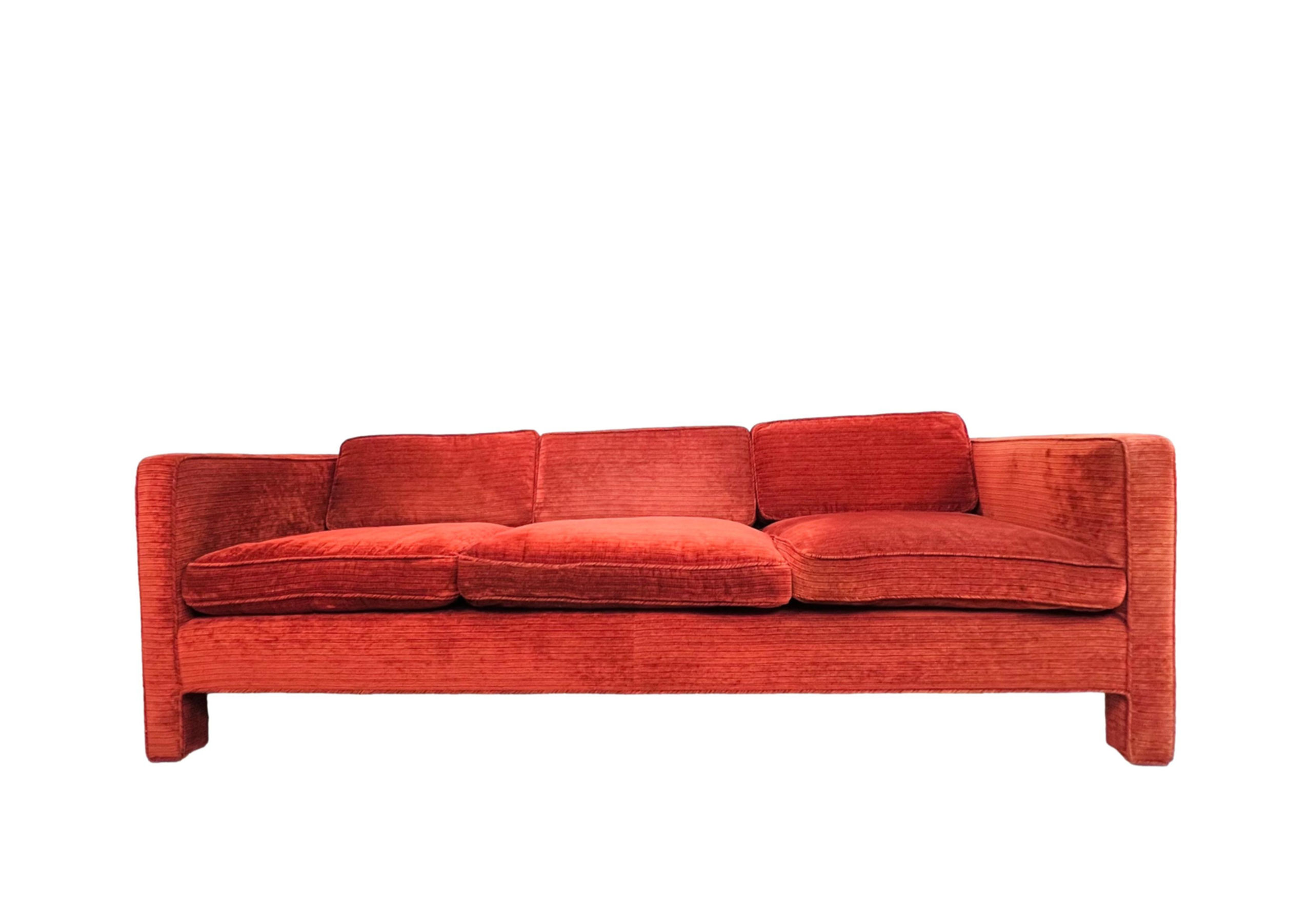 #1591 Vintage Parsons Sofa in the Style of Milo Baughman