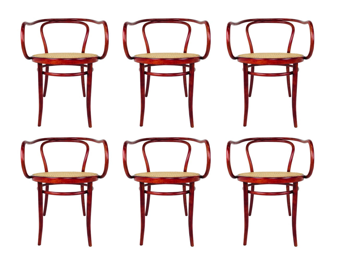 #3626 Set of 6 Bent Wood Armchairs by Thonet