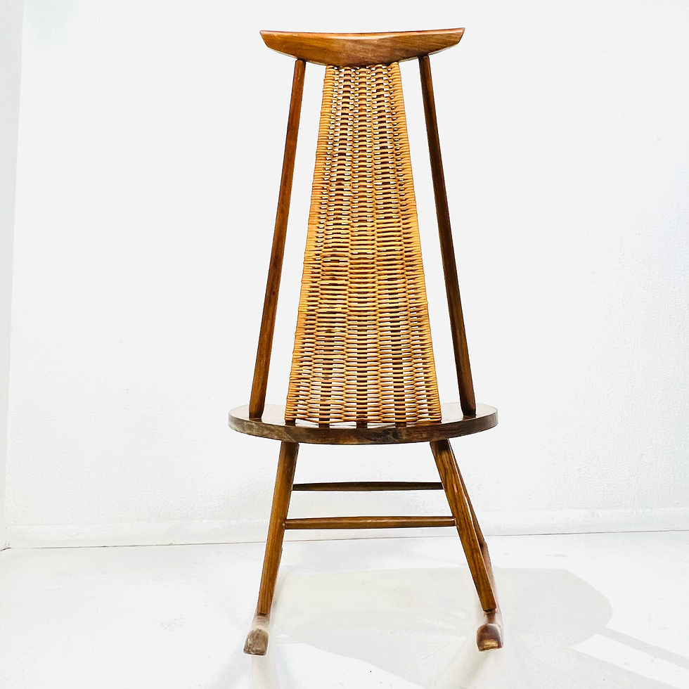 Thumbnail: #1702 Rattan Back Rocker by Arthur Umanoff