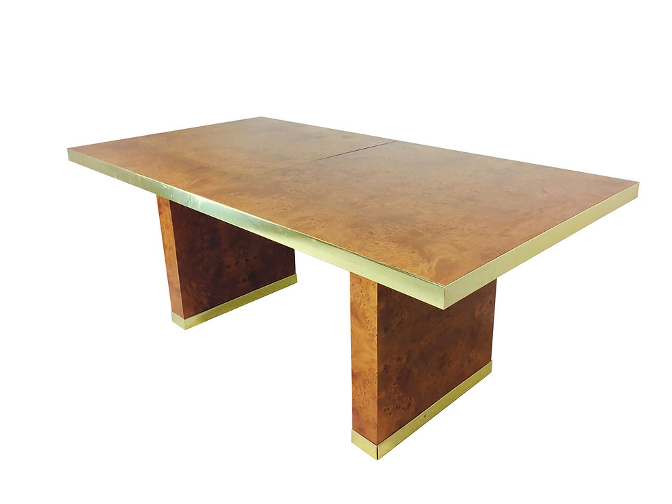 Thumbnail: #2339 Pierre Cardin Burl & Brass Dining Table