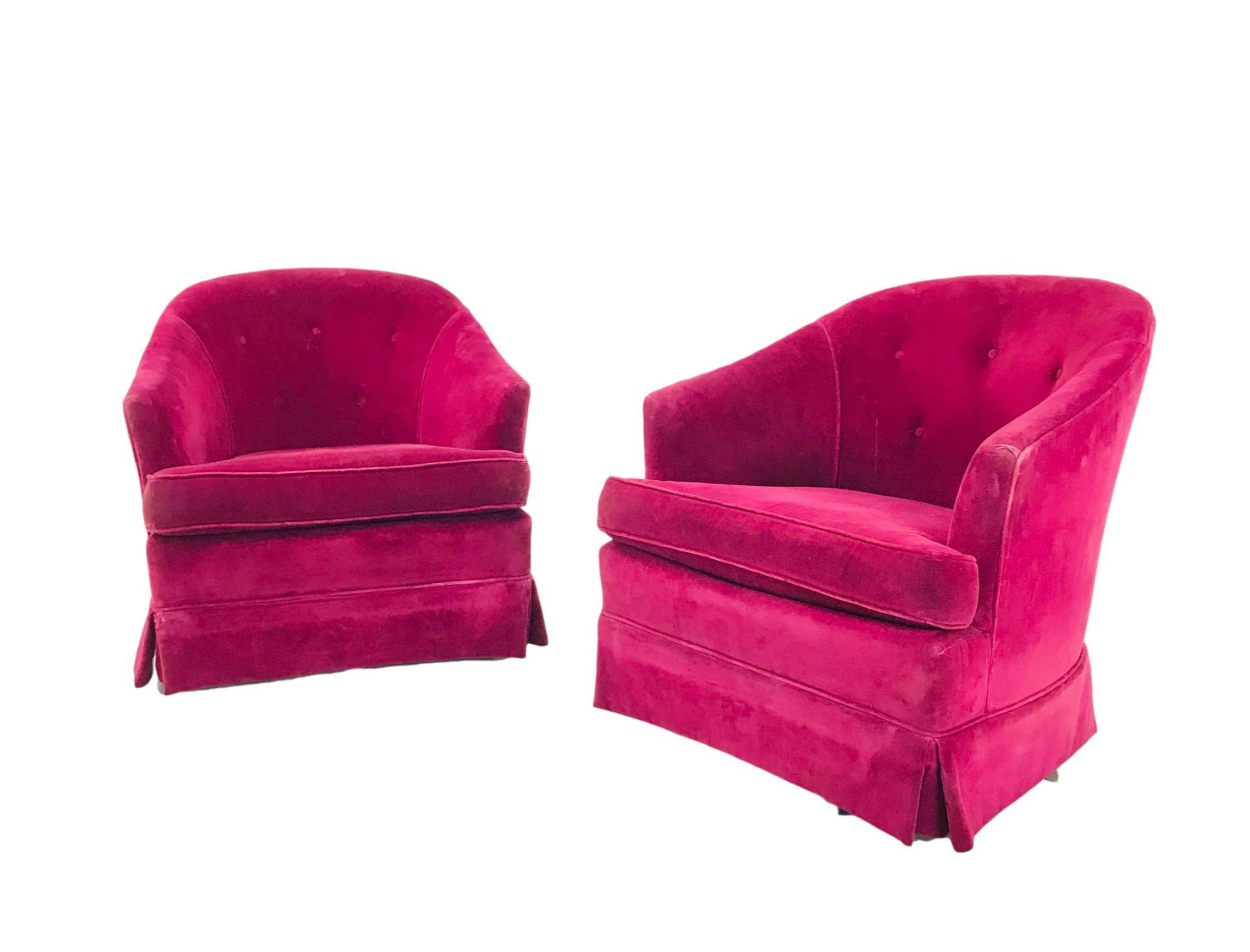 #5503 Pair of Wine Colored Swivel Chairs