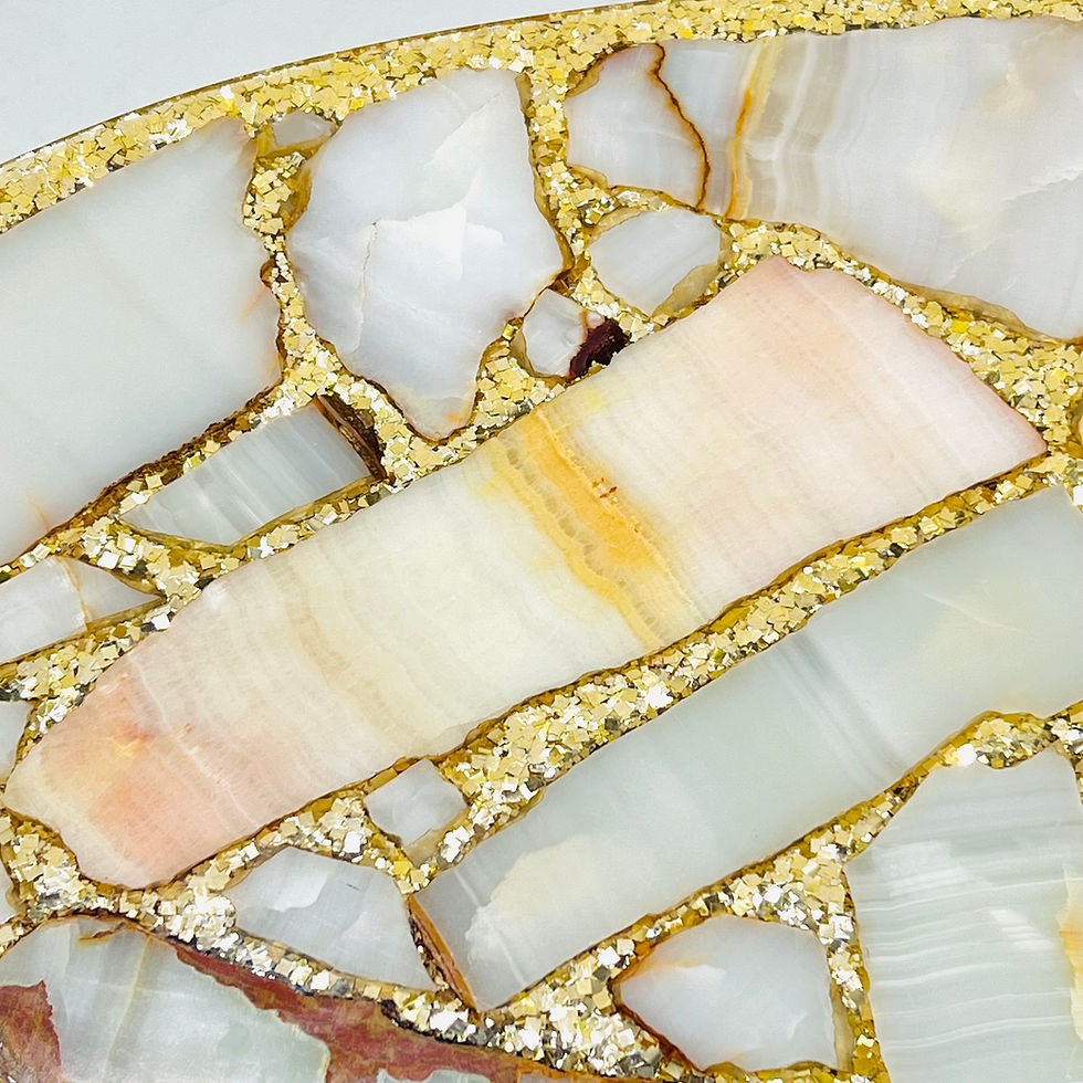 Thumbnail: #1579 Onyx, Abalone, and Gold Glitter Kidney Shaped Coffee Table by Arturo Pani