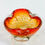 Thumbnail: #1481 Murano Glass Red & Amber Crimped Star Bowl