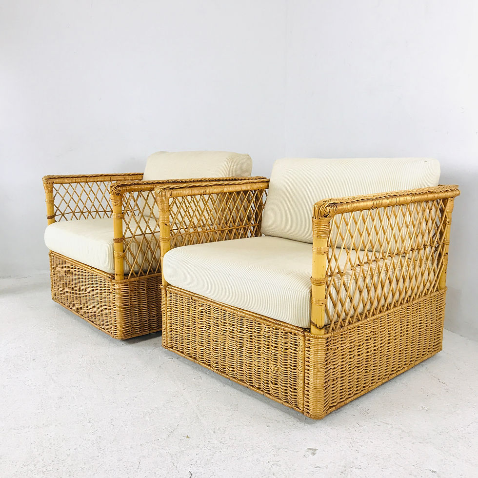 Thumbnail: #4949 Pair Rattan & Wicker McGuire Armchairs