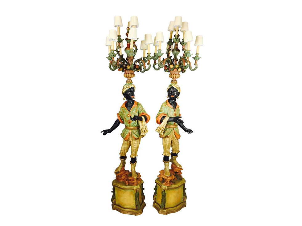 #2816 Pair of Polychrome Blackamor Torchieres