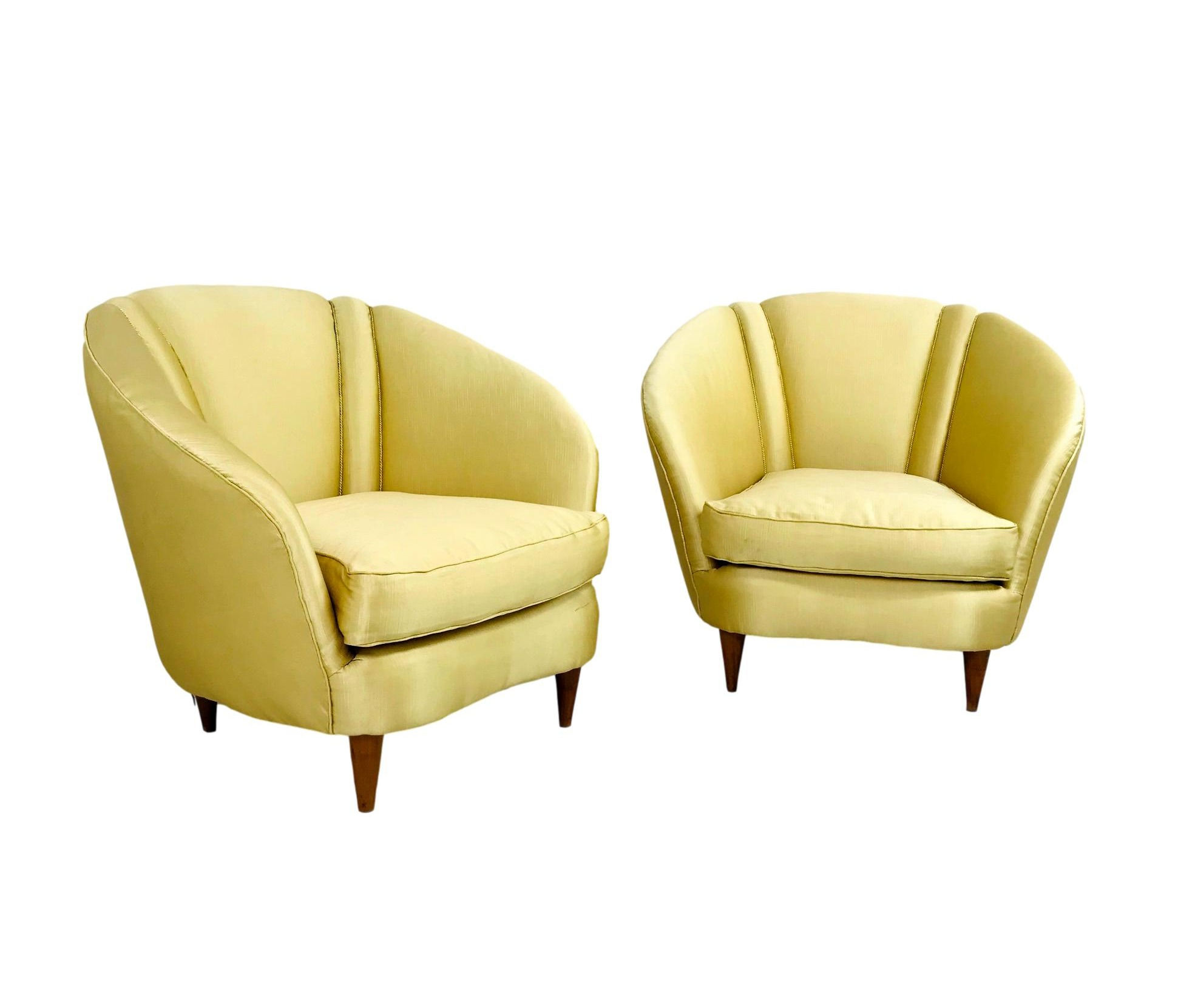 #5378 Pair of Italian Lounge Chairs with Lotus Forms