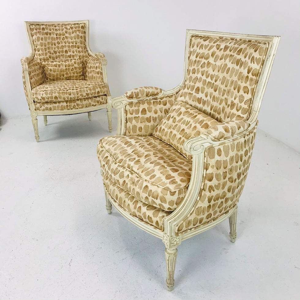 Thumbnail: #5691 Pair of Louis XVI Style French Bergère Armchairs