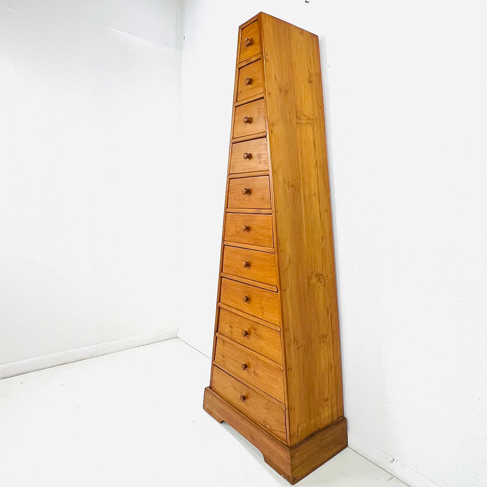 Thumbnail: #1812 Postmodern Tall Wooden Pyramid Chest of Drawers