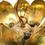 Thumbnail: #1569 Pair of Brass Large Lotus Pendants
