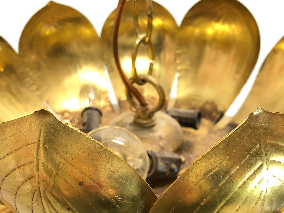 Thumbnail: #1569 Pair of Brass Large Lotus Pendants