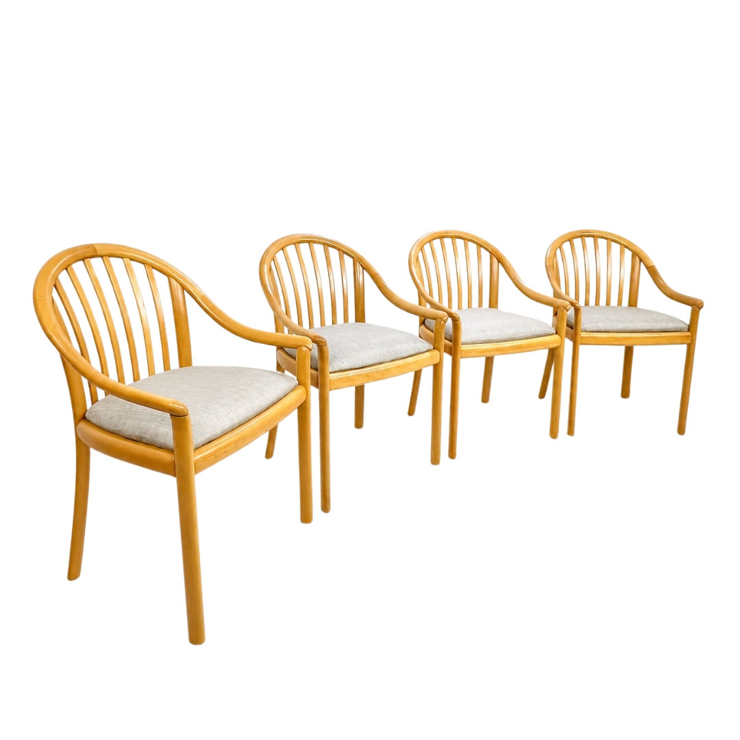 #2011 Set of 4 Italian Modern Oak Dining Chairs