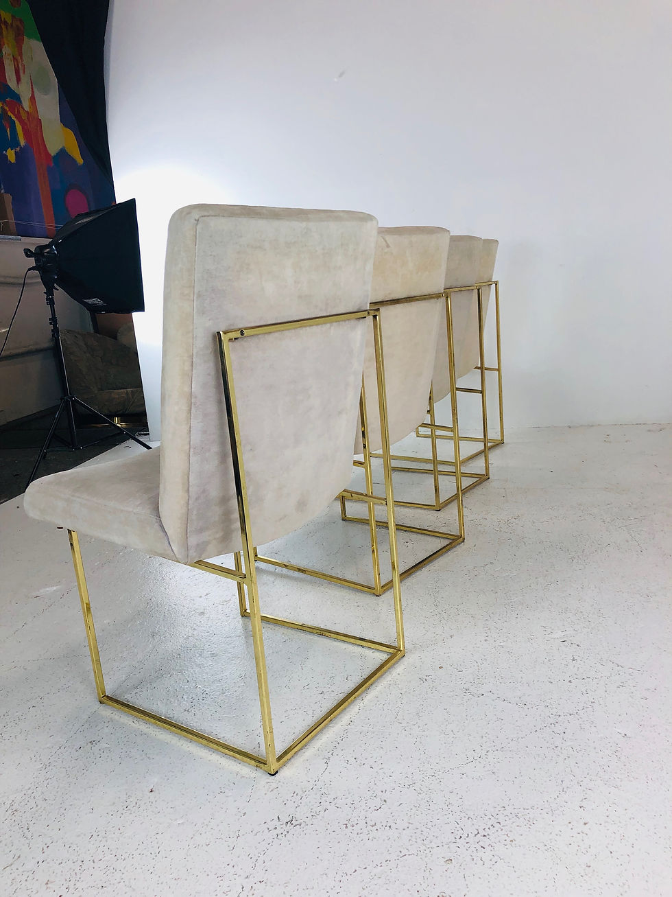Thumbnail: #1305 Set of 4 Brass Milo Baughman Dining Chairs