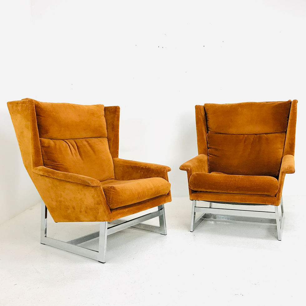 Thumbnail: #4409 Pr MCM Adrian Pearsall Angular Wingback Chairs