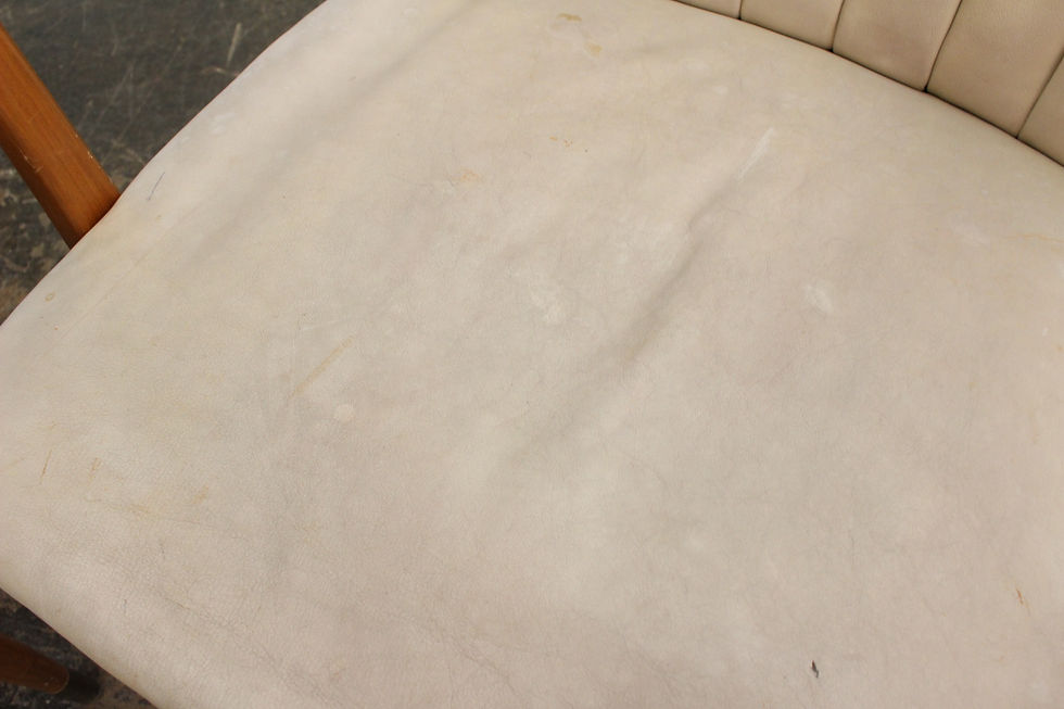 Thumbnail: Pair Wood Arm Chairs with Leather Upholstery
