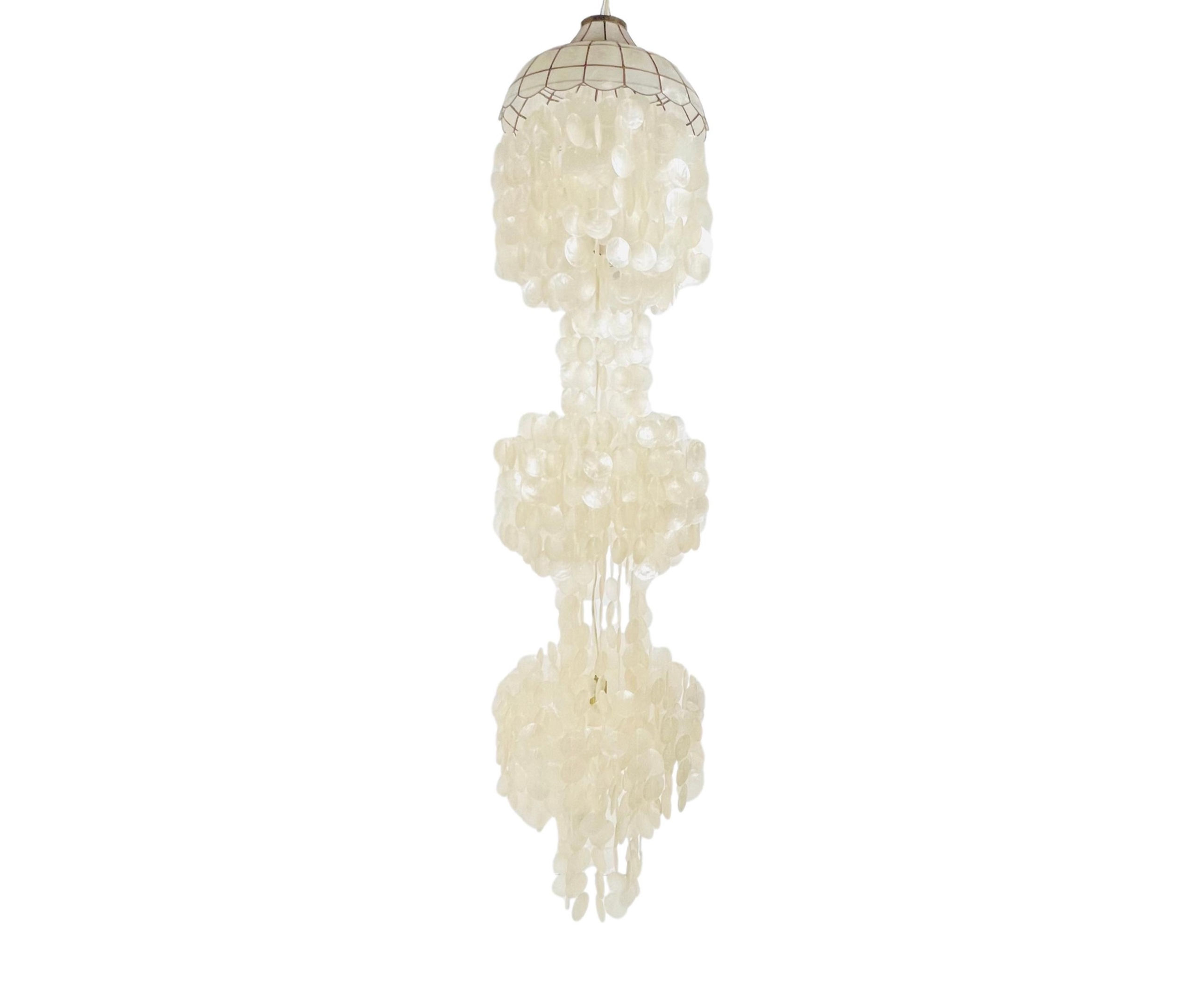 #1549 3 Tier Capiz Shell Chandelier