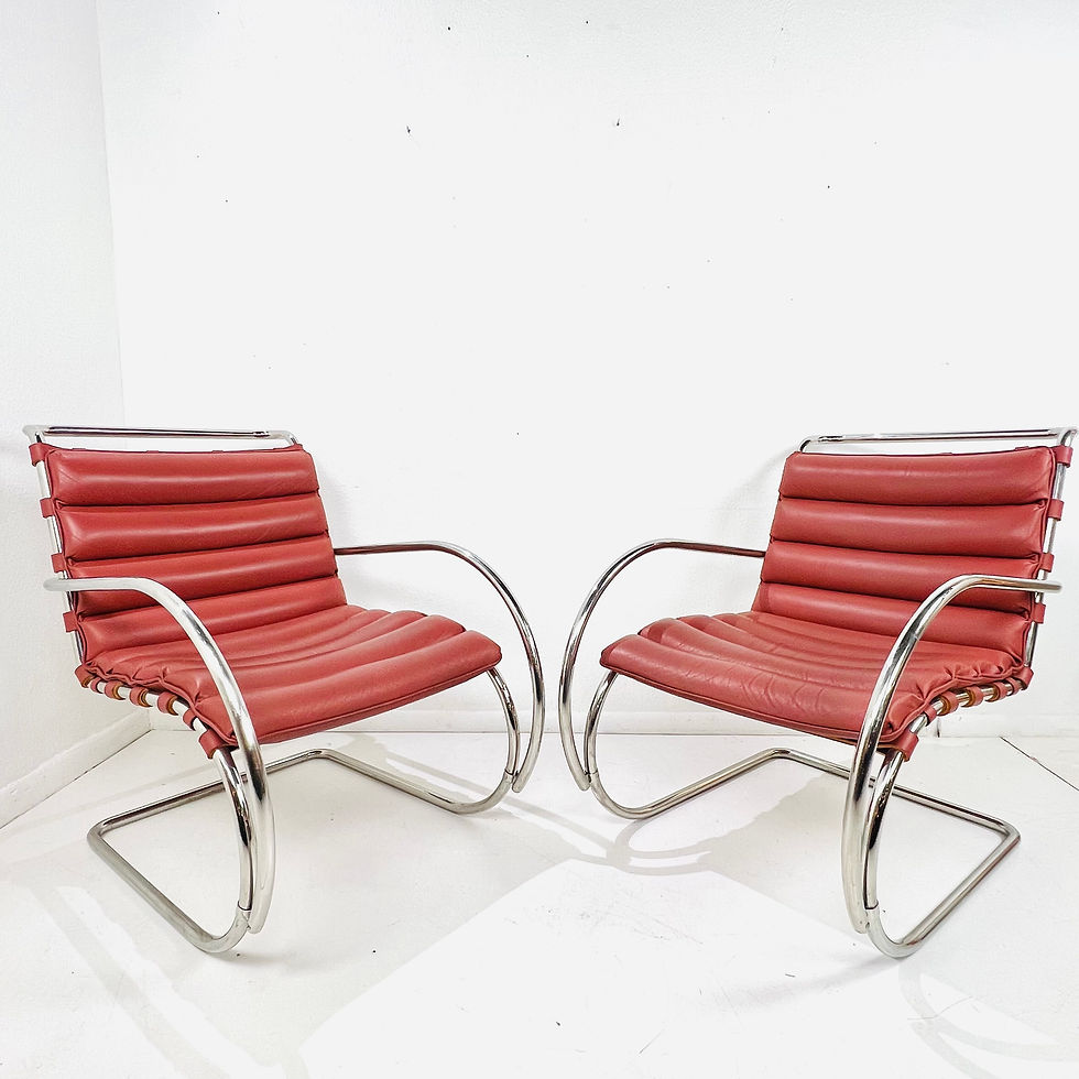 Thumbnail: #1645 Pair of MR Lounge Armchairs by Mies Van Der Rohe for Knoll