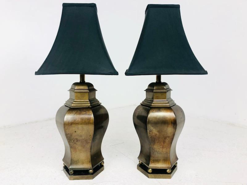 Thumbnail: #7003 Pair of Brass Lamps in the Style of Frederick Cooper